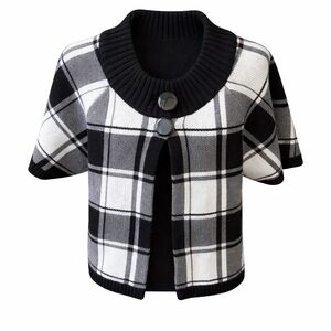 Chaus Black and White Plaid Women's Cardigan